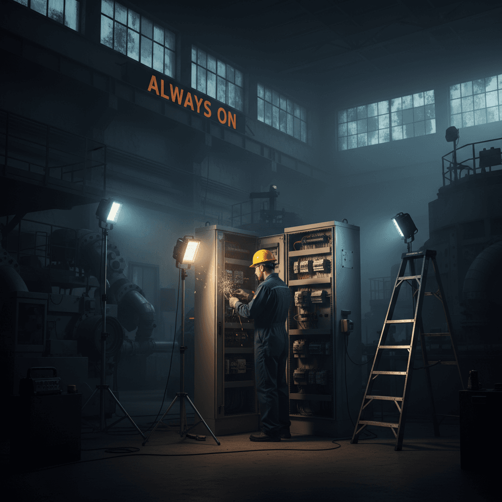 Electrician responding to emergency call-out at night